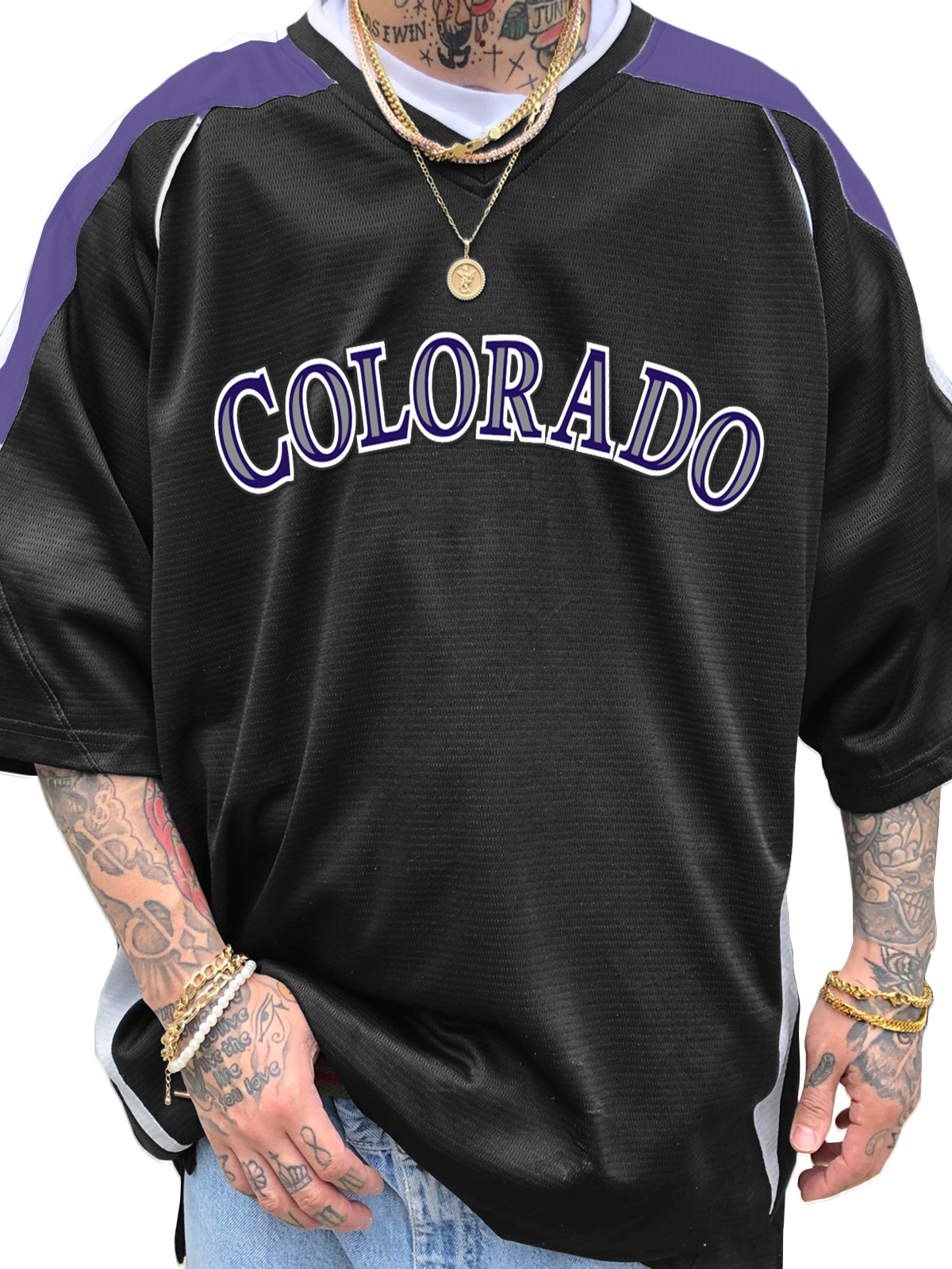 Colorado Rockies Short Sleeve V-Neck Jersey Shirt