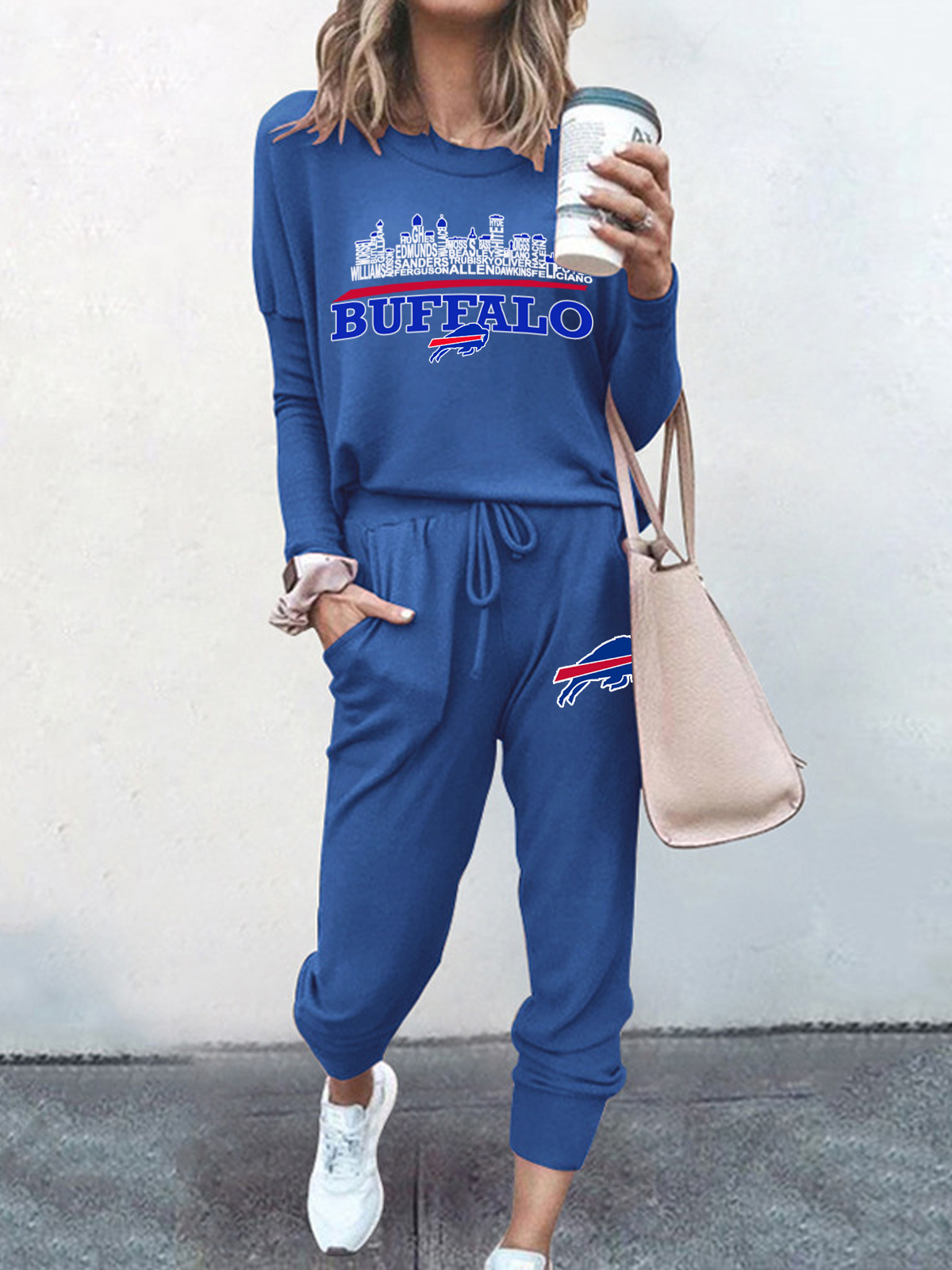 Buffalo Bills Fashion Long Sleeve Casual Two Piece Suit