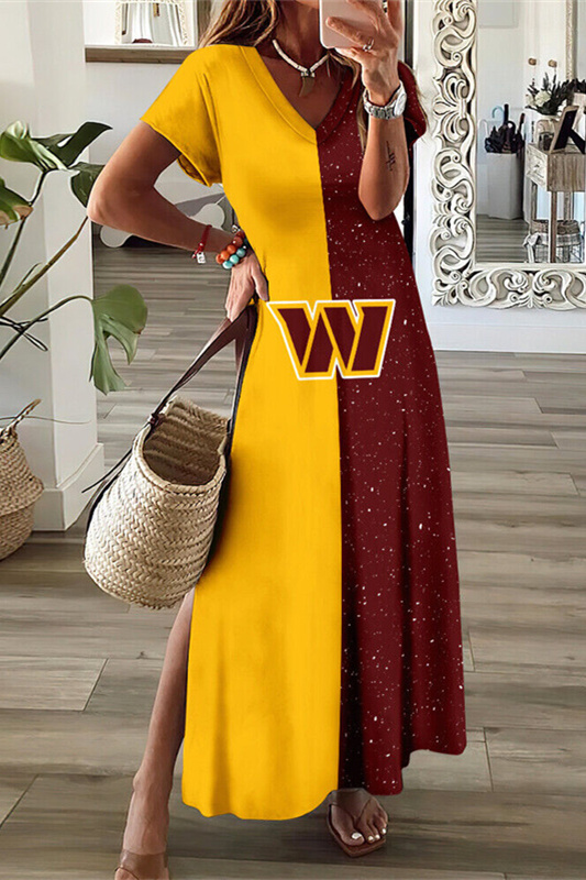 W CommandersV-Neck Sexy Side Slit Long Dress