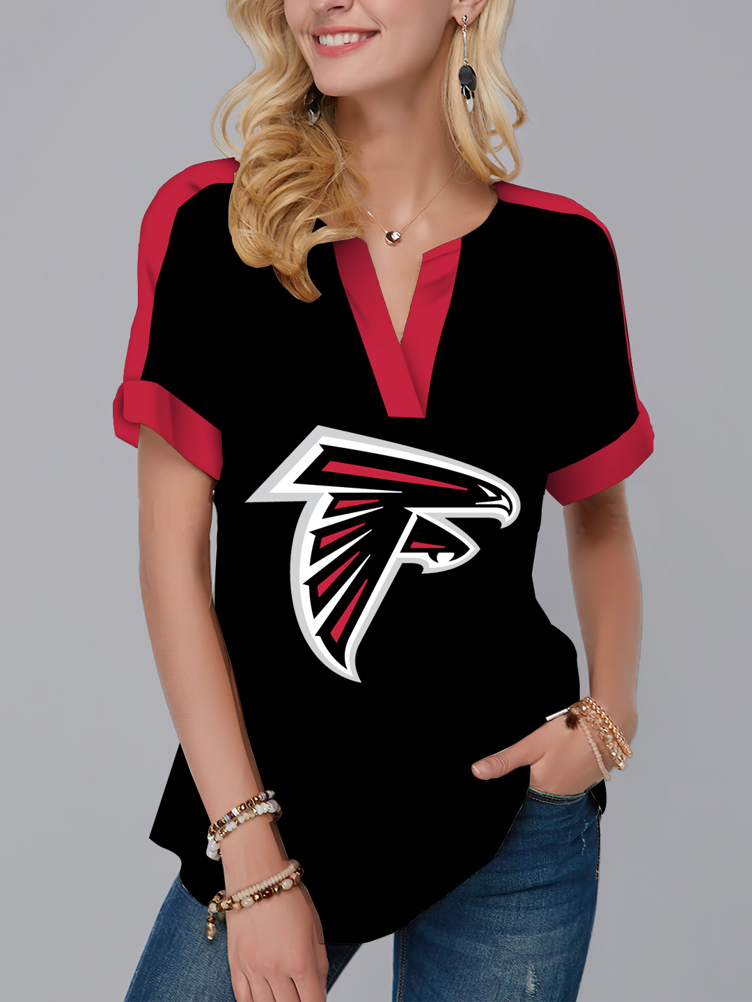 Atlanta Falcons Fashion Short Sleeve V-Neck Shirt