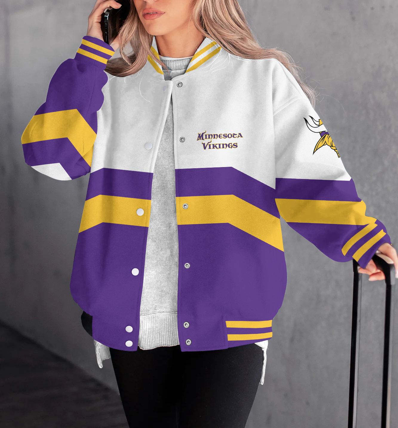 Minnesota Vikings Women's Long Pass Full- Snap Casual Jacket
