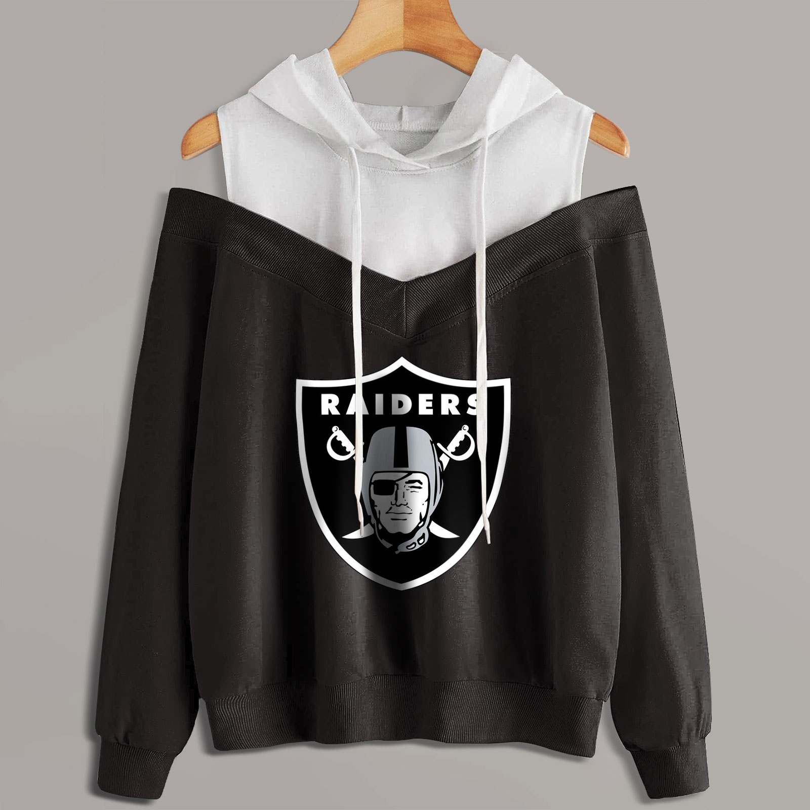 2 In 1 Colorblock Cold Shoulder Hoodie