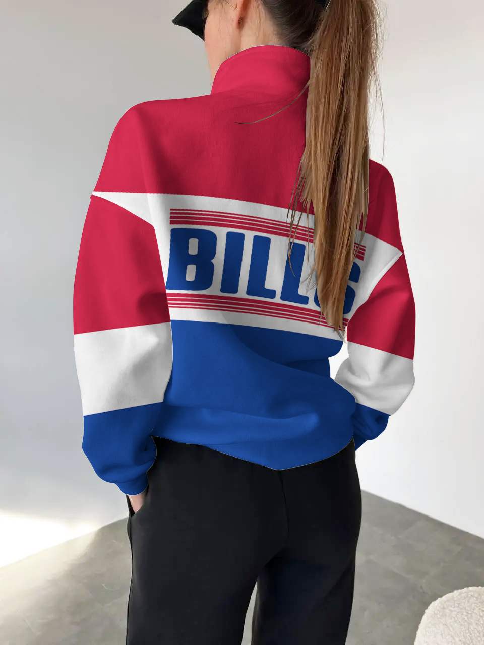 Buffalo Bills 2025 New Design Casual Snap  Mockneck Pullover
