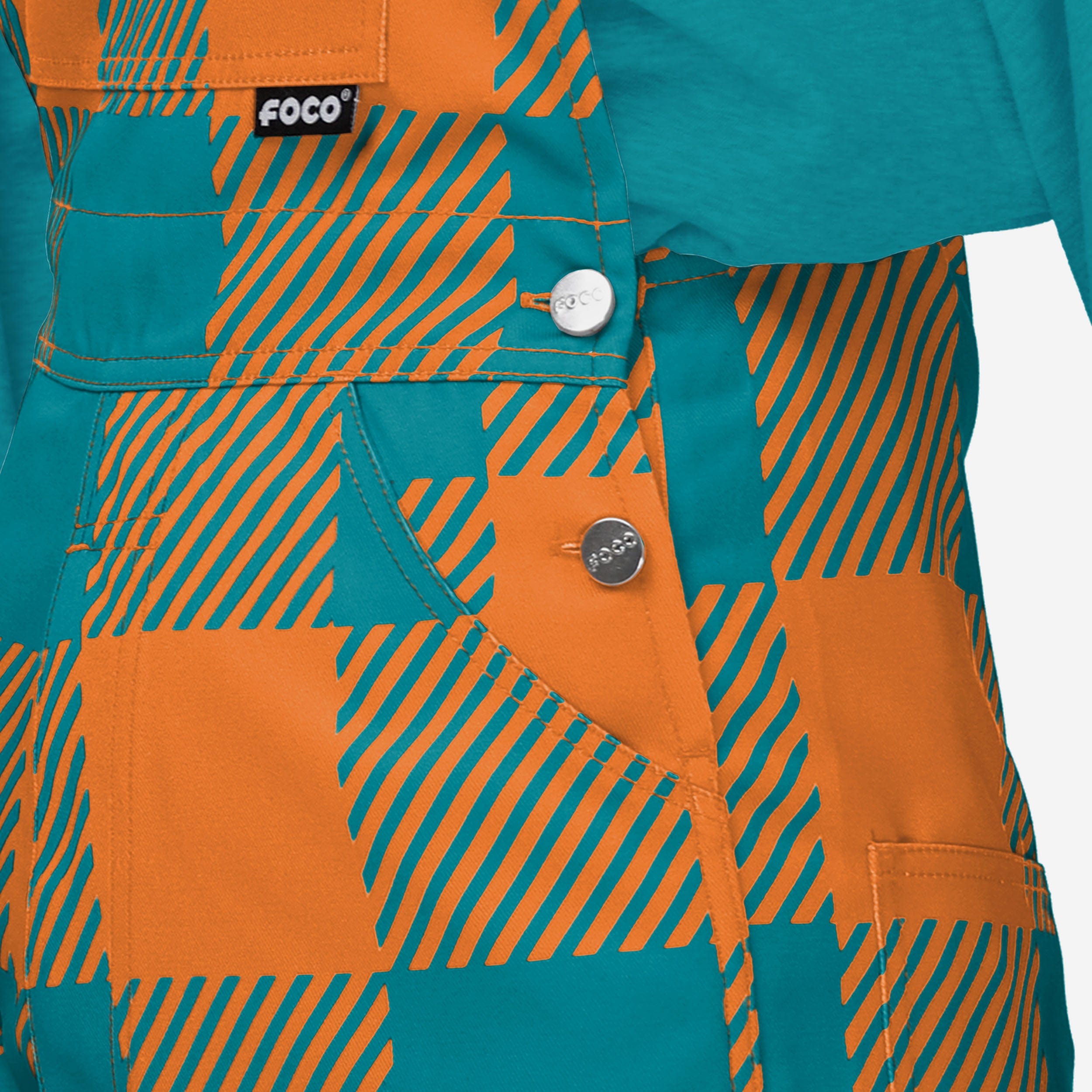 Miami Dolphins Womens Plaid Bib Overalls