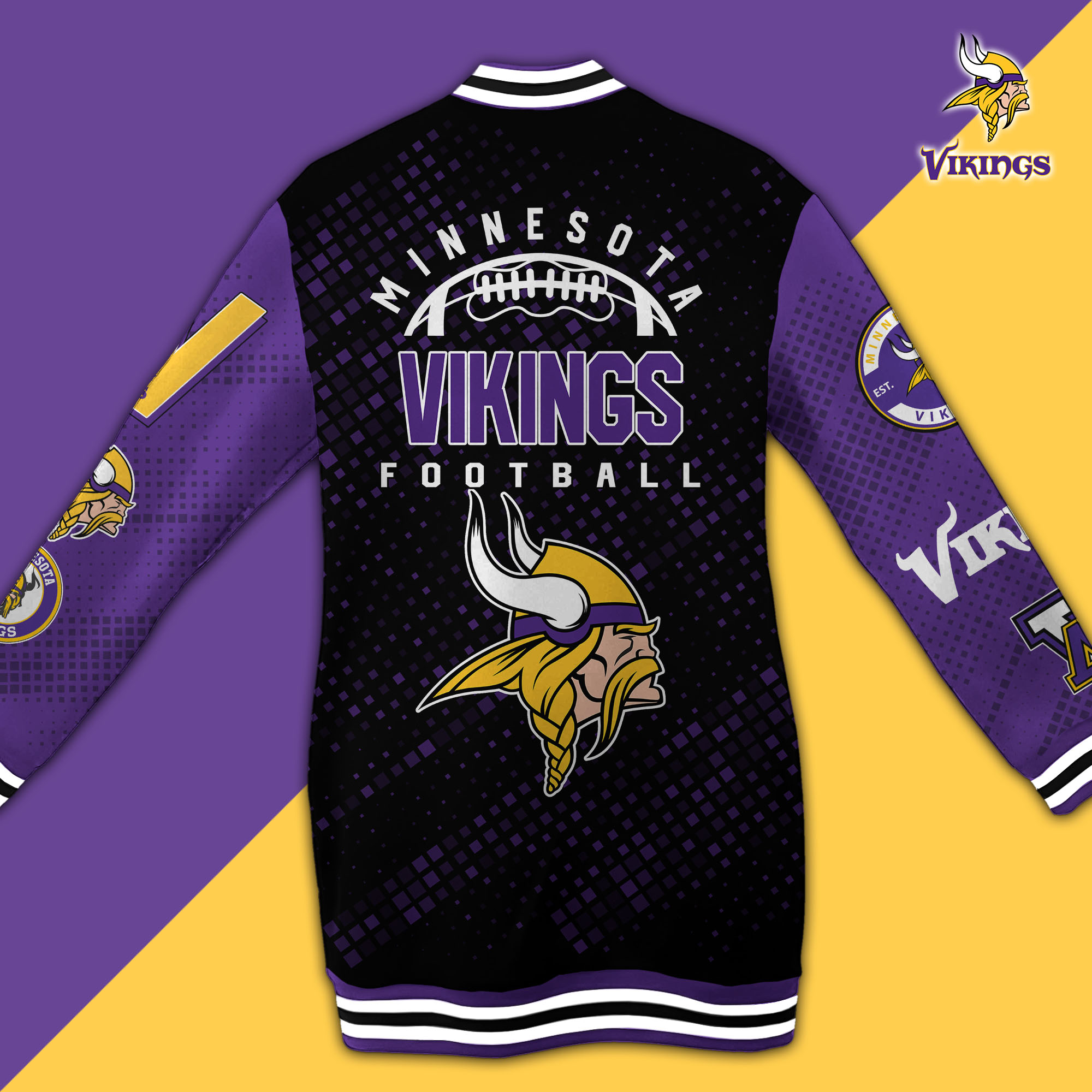 Minnesota Vikings Limited Edition Button Down Long Sleeve Jacket Dress