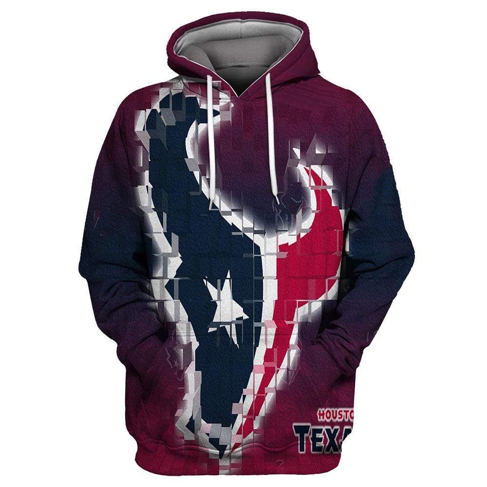 Houston Texans Printed Hooded Pocket Pullover Sweater
