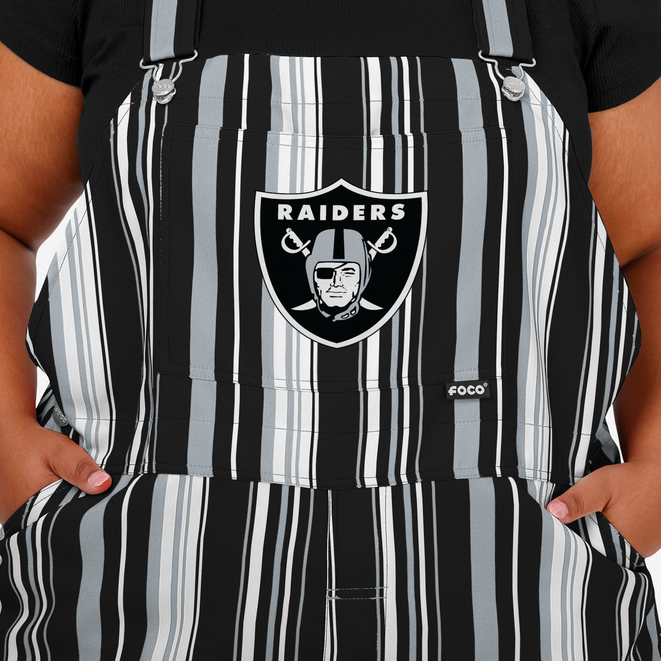Las Vegas Raiders Womens Hyper Stripe Bib Overalls