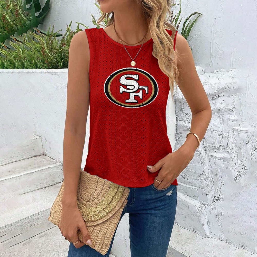 San Francisco 49ers Cut Out Wrap Cross Wrap Back Asymmetrical Beach Tank Top
