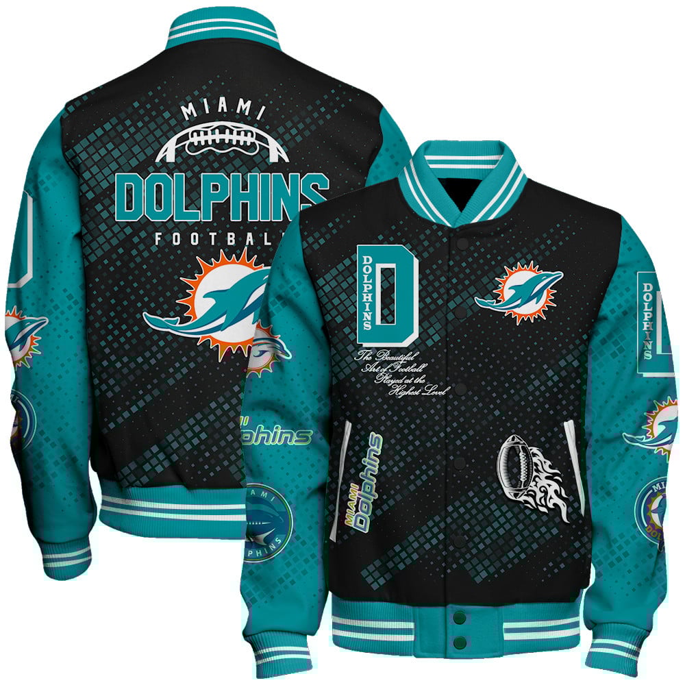 Miami Dolphins National Football League Pattern Varsity Jacket V13