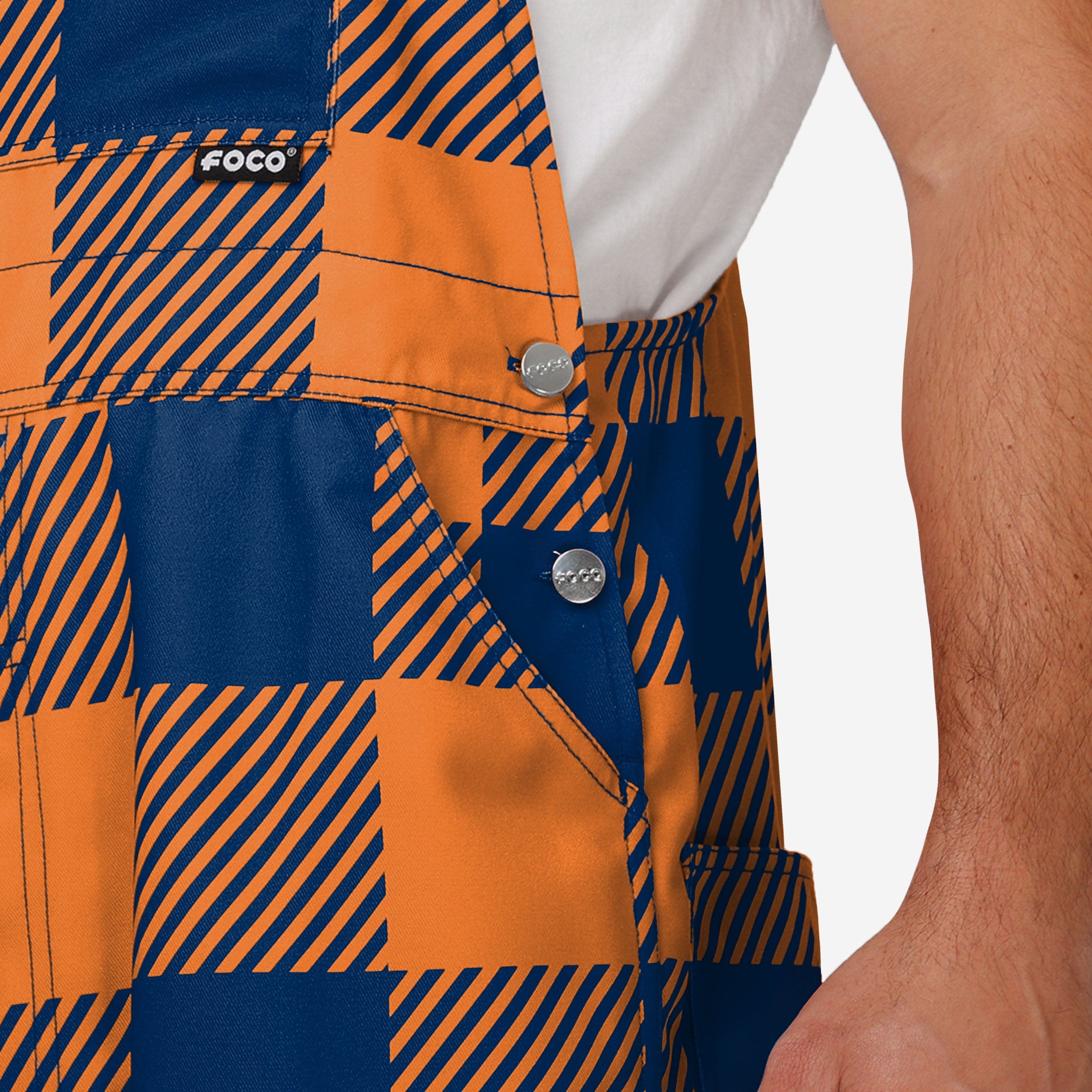 Denver Broncos Mens Plaid Bib Overalls