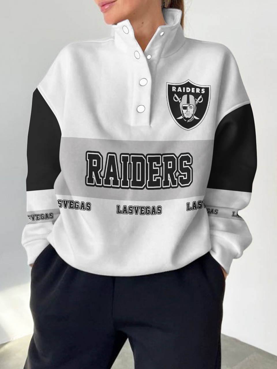 Las Vegas Raiders  2025 New Design Casual Snap  Mockneck Pullover