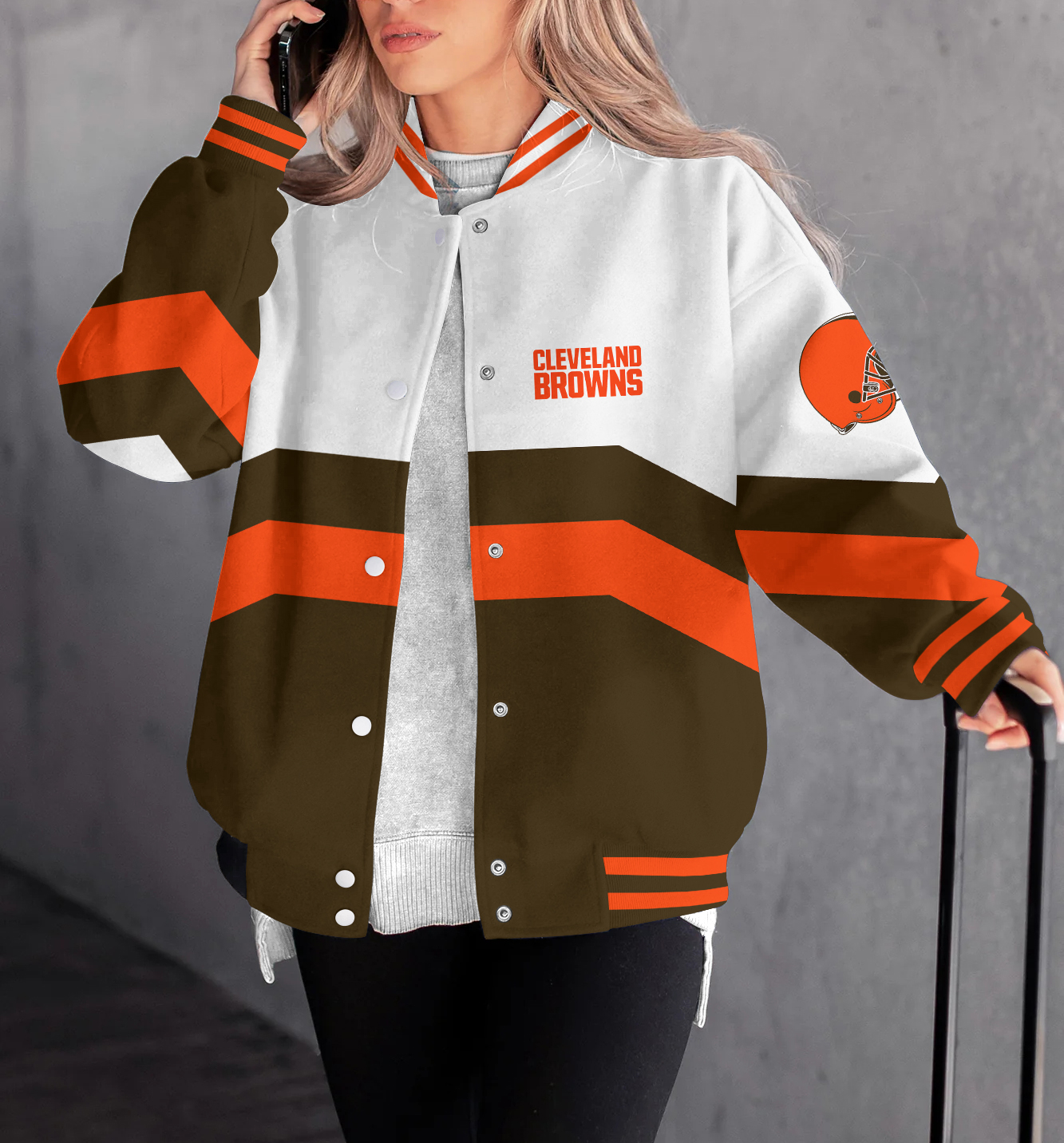 Cleveland Browns Women's Long Pass Full- Snap Casual Jacket
