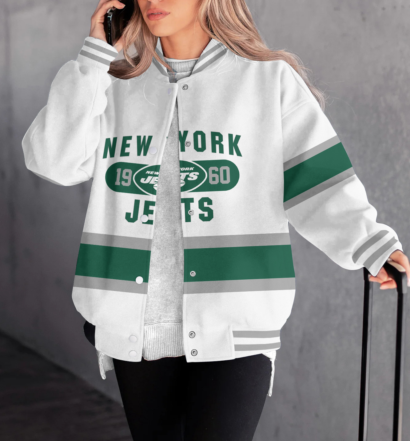 New York Jets Women's Long Pass Full- Snap Casual Jacket