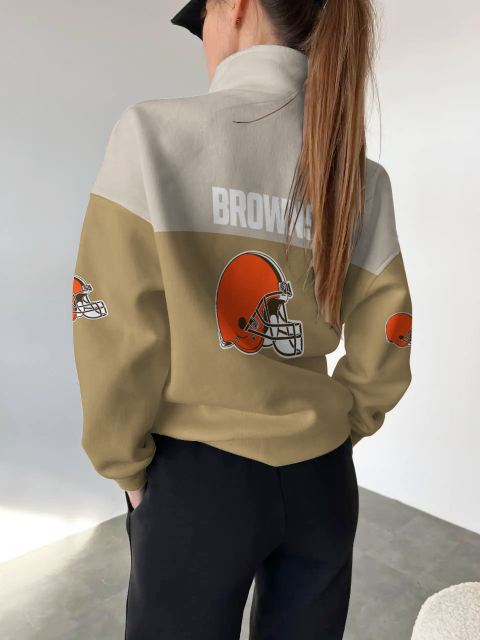 Cleveland Browns 2025 New Design Casual Snap  Mockneck Pullover