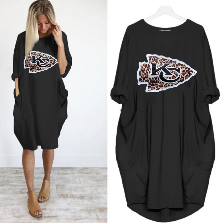 Simple casual loose pocket long sleeve dress