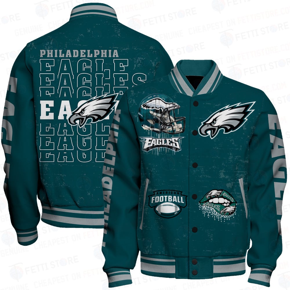 Philadelphia Eagles National Football League Print Varsity Jacket STM V6
