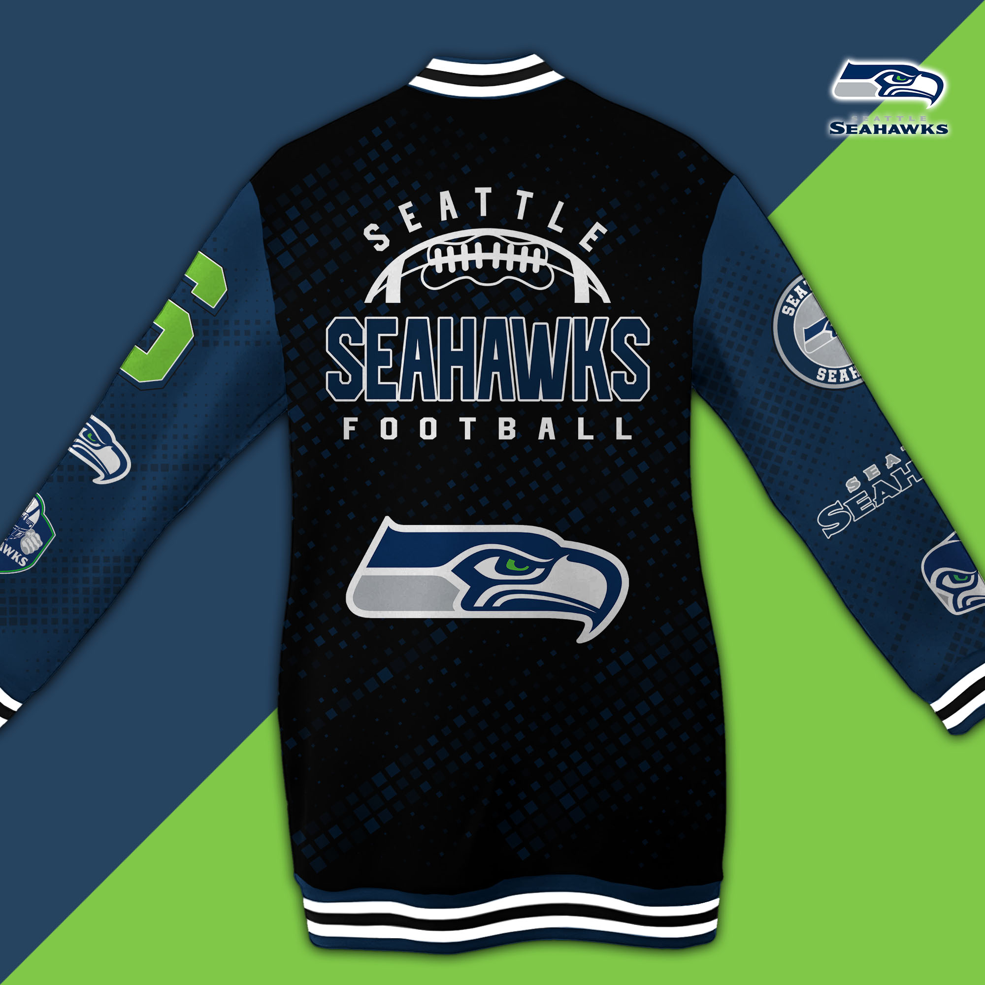 Seattle Seahawks Limited Edition Button Down Long Sleeve Jacket Dress