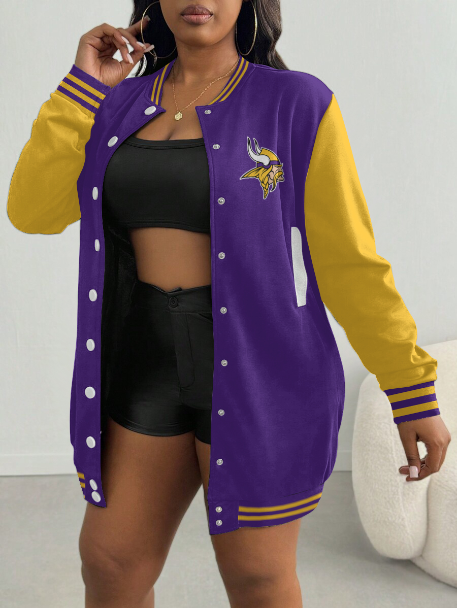 Minnesota Vikings Women's Limited Edition Button Down Long Sleeve Jacket Dress