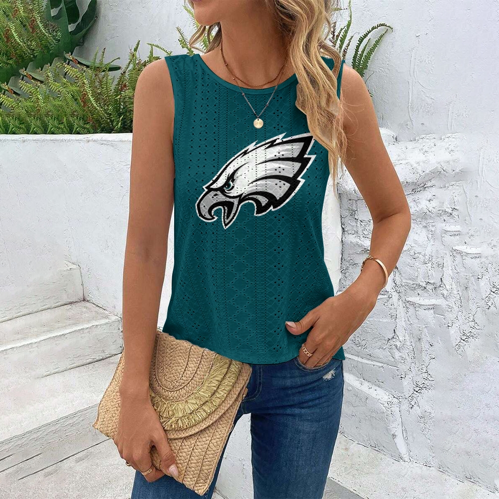 Philadelphia Eagles Cut Out Wrap Cross Wrap Back Asymmetrical Beach Tank Top