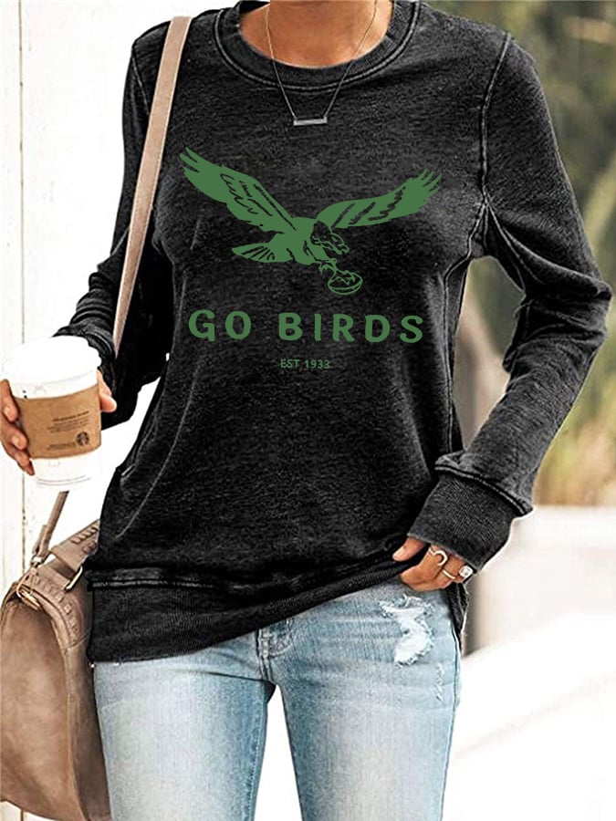 Women's Go Birds Philadelphia Football Print Casual Sweatshirt