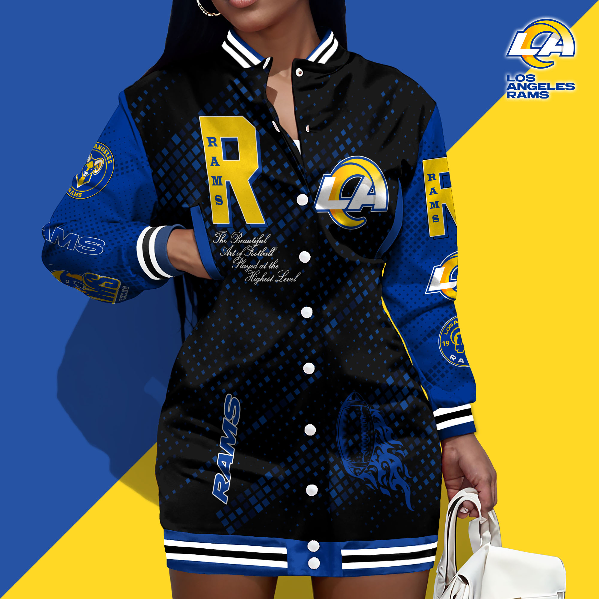 Los Angeles Rams Limited Edition Button Down Long Sleeve Jacket Dress