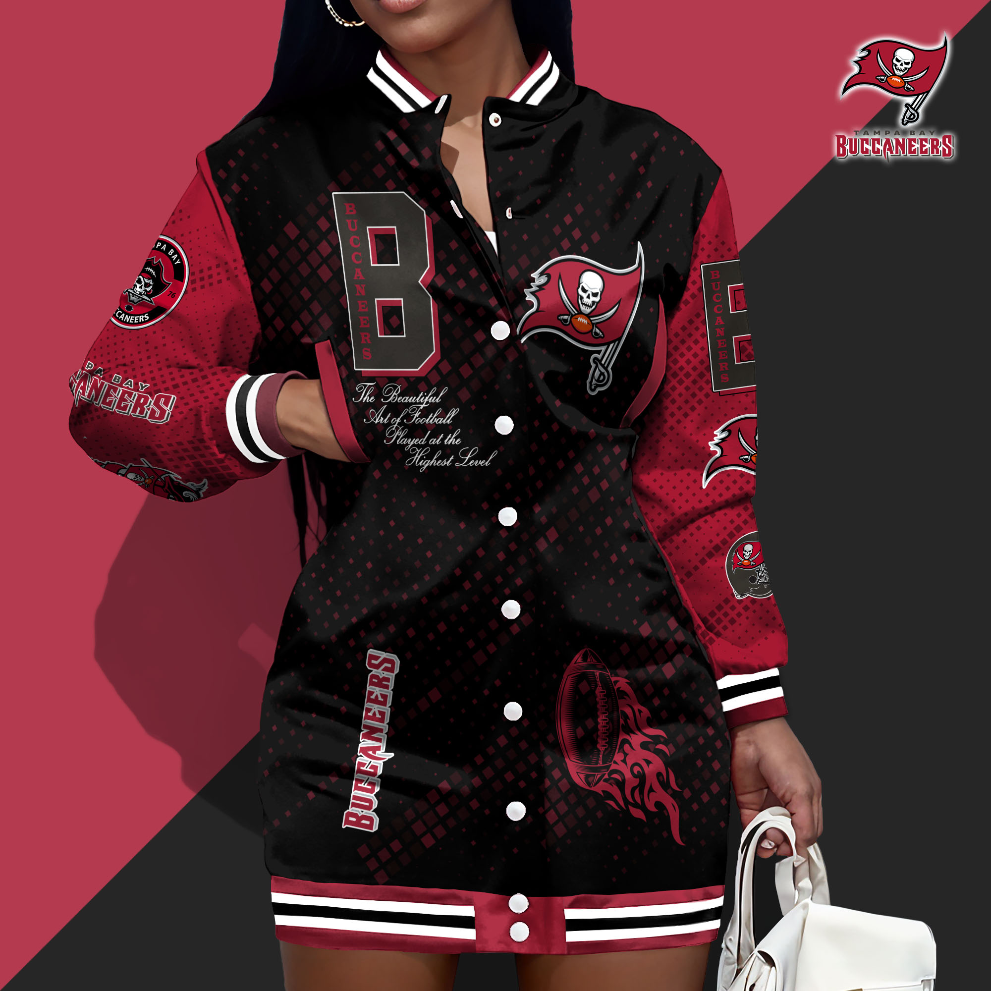 Tampa Bay Buccaneers Limited Edition Button Down Long Sleeve Jacket Dress