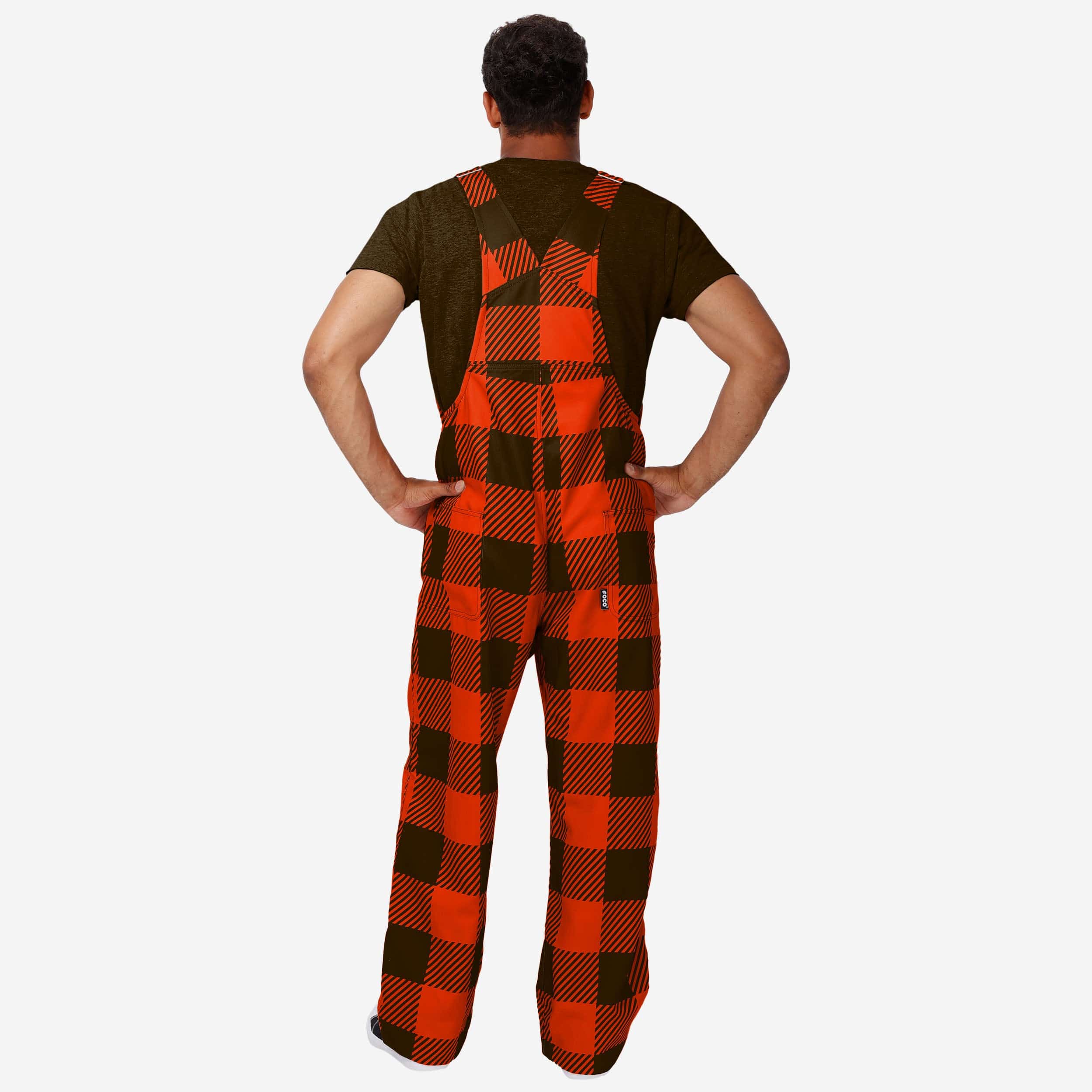 Cleveland Browns Mens Plaid Bib Overalls