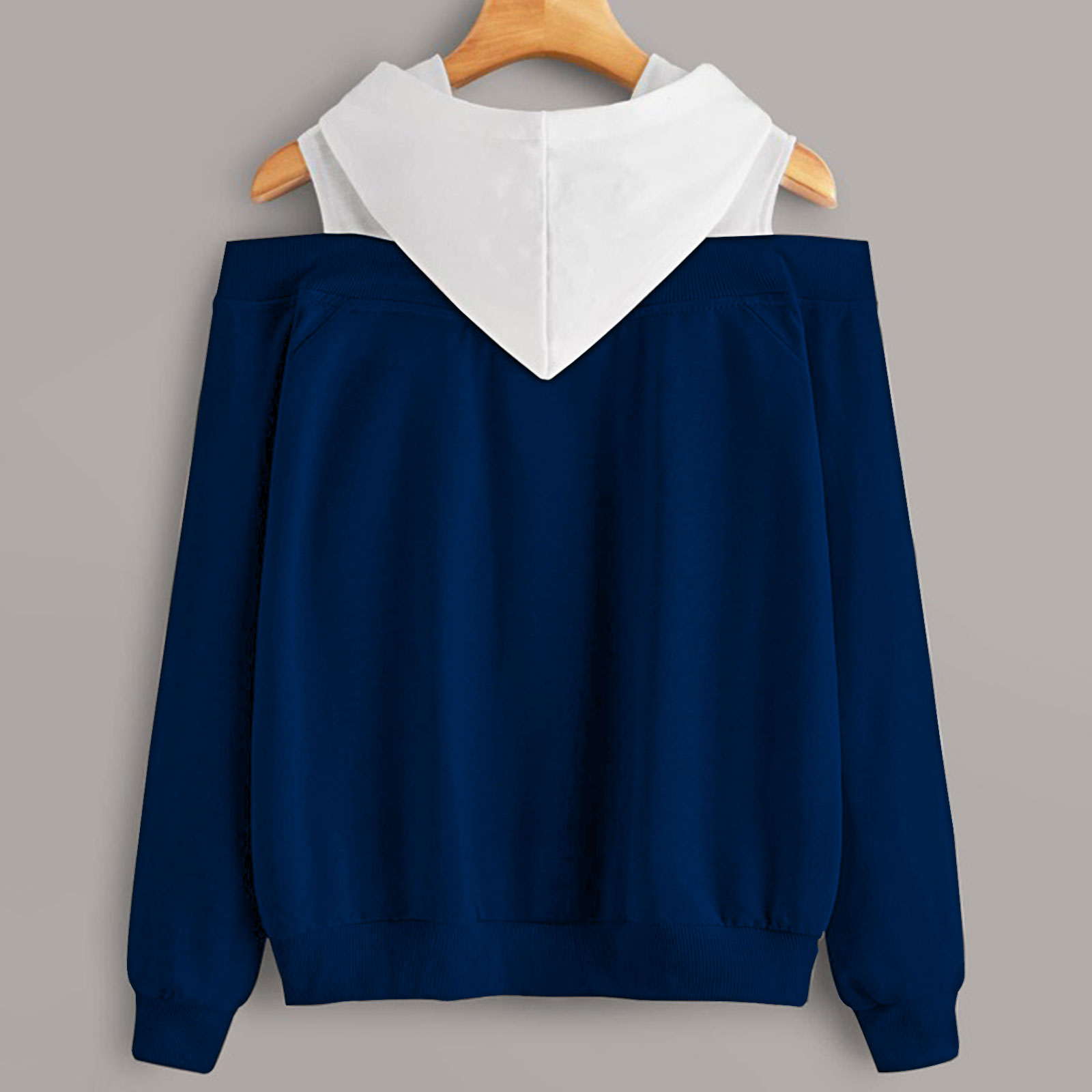 2 In 1 Colorblock Cold Shoulder Hoodie