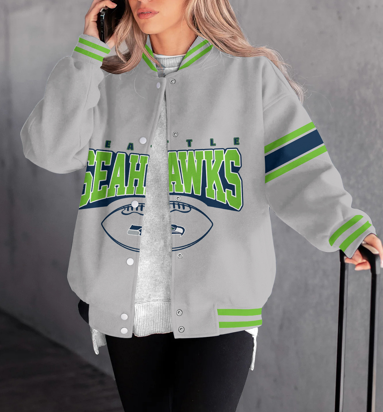 Seattle Seahawks Women's Long Pass Full- Snap Casual Jacket