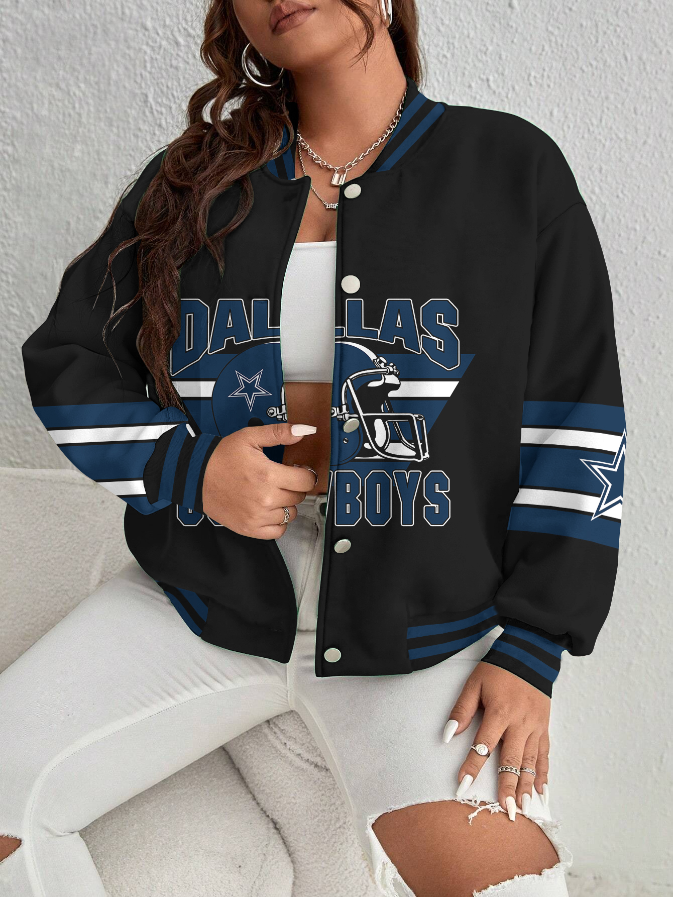 Dallas Cowboys Women's Long Pass Full- Snap Casual Jacket