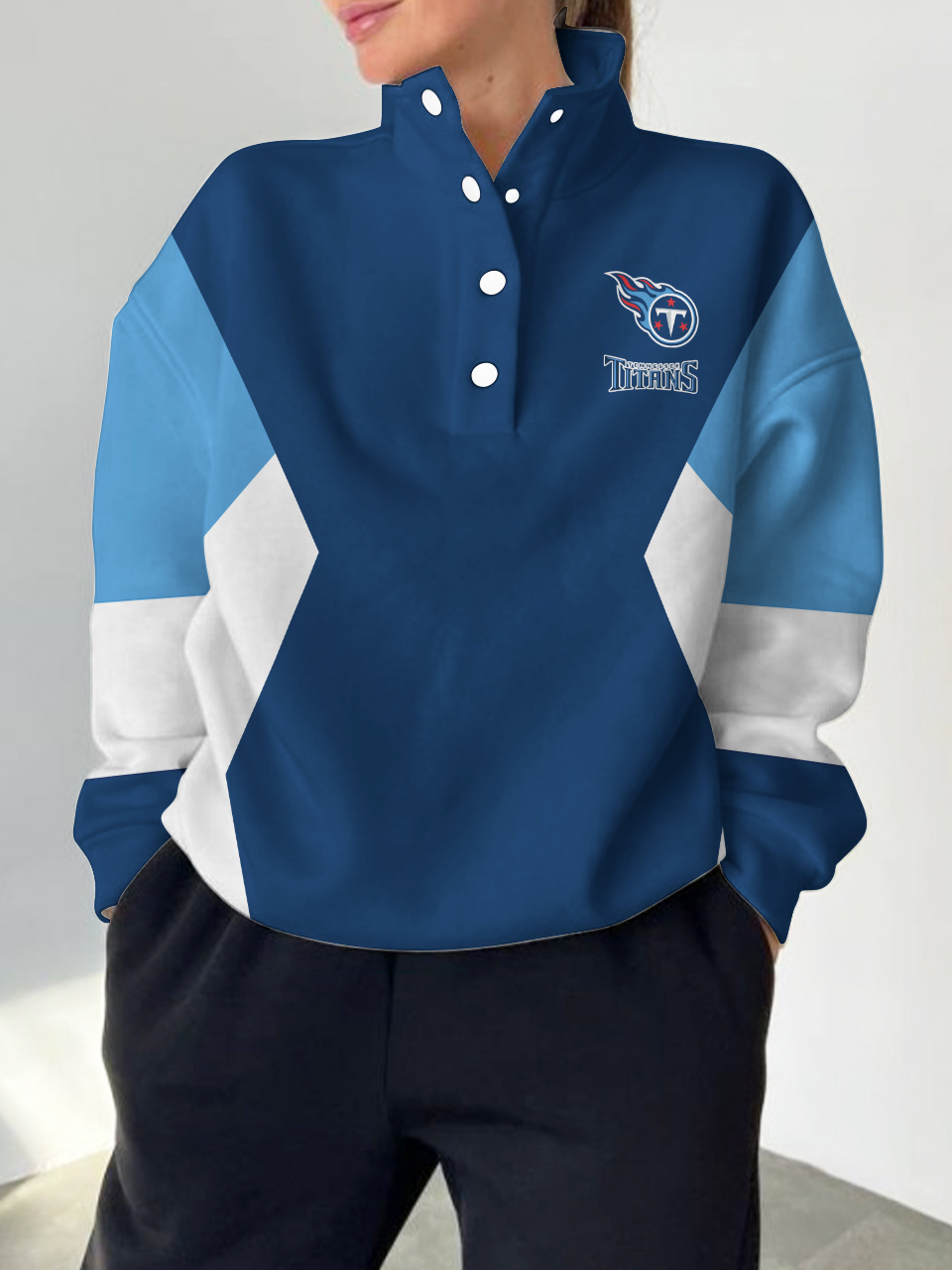 Tennessee Titans 2025 New Design Casual Snap  Mockneck Pullover