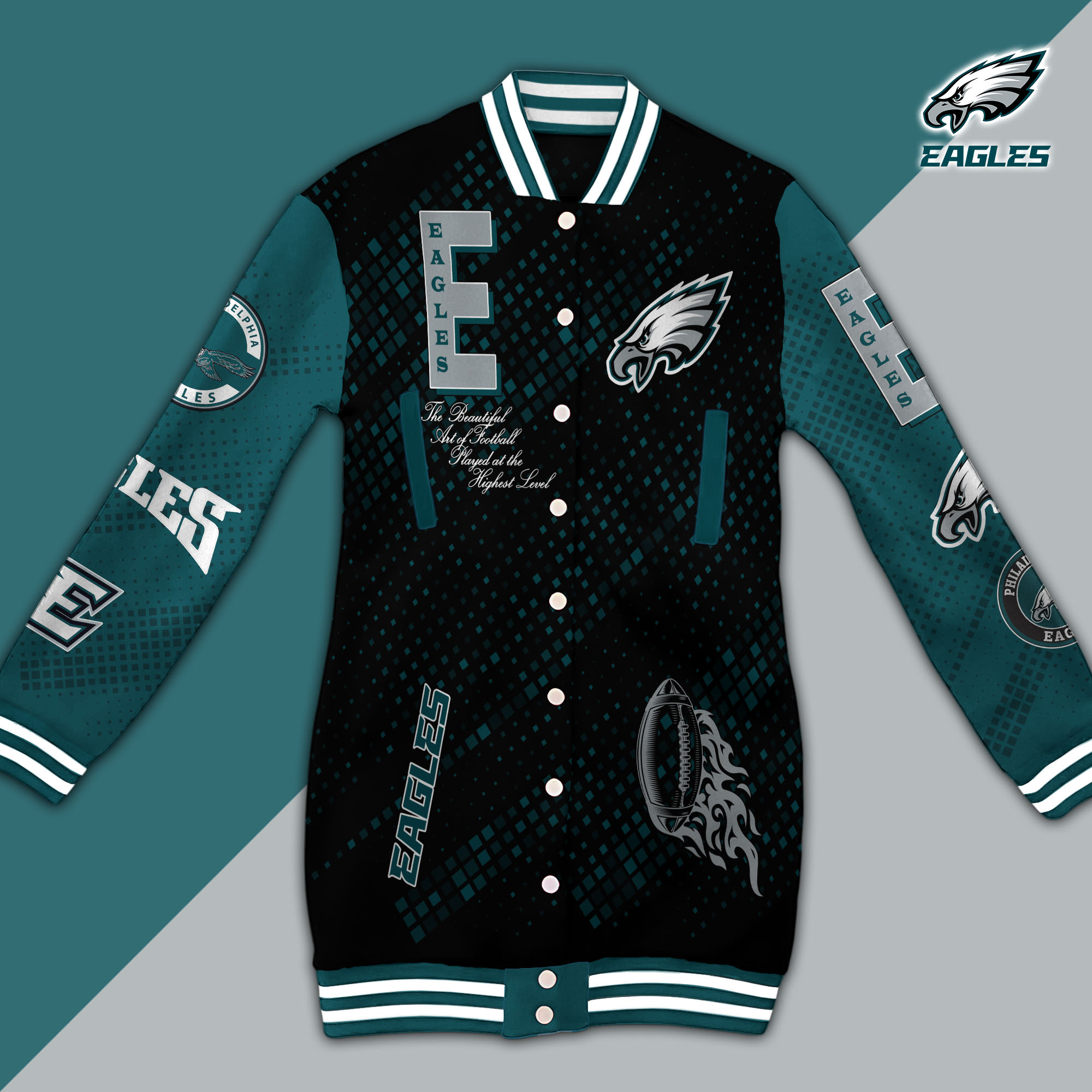 Philadelphia Eagles Limited Edition Button Down Long Sleeve Jacket Dress