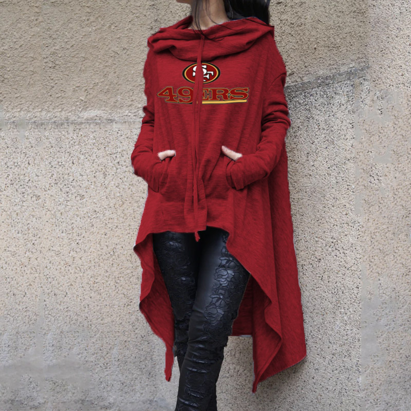 Fashionable Print Irregular Long Sleeve Sweatshirt