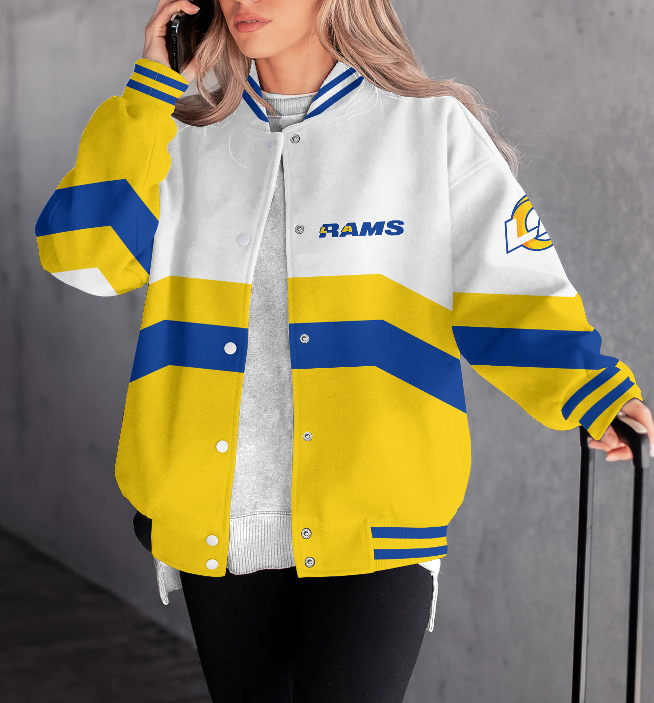 Los Angeles Rams Women's Long Pass Full- Snap Casual Jacket