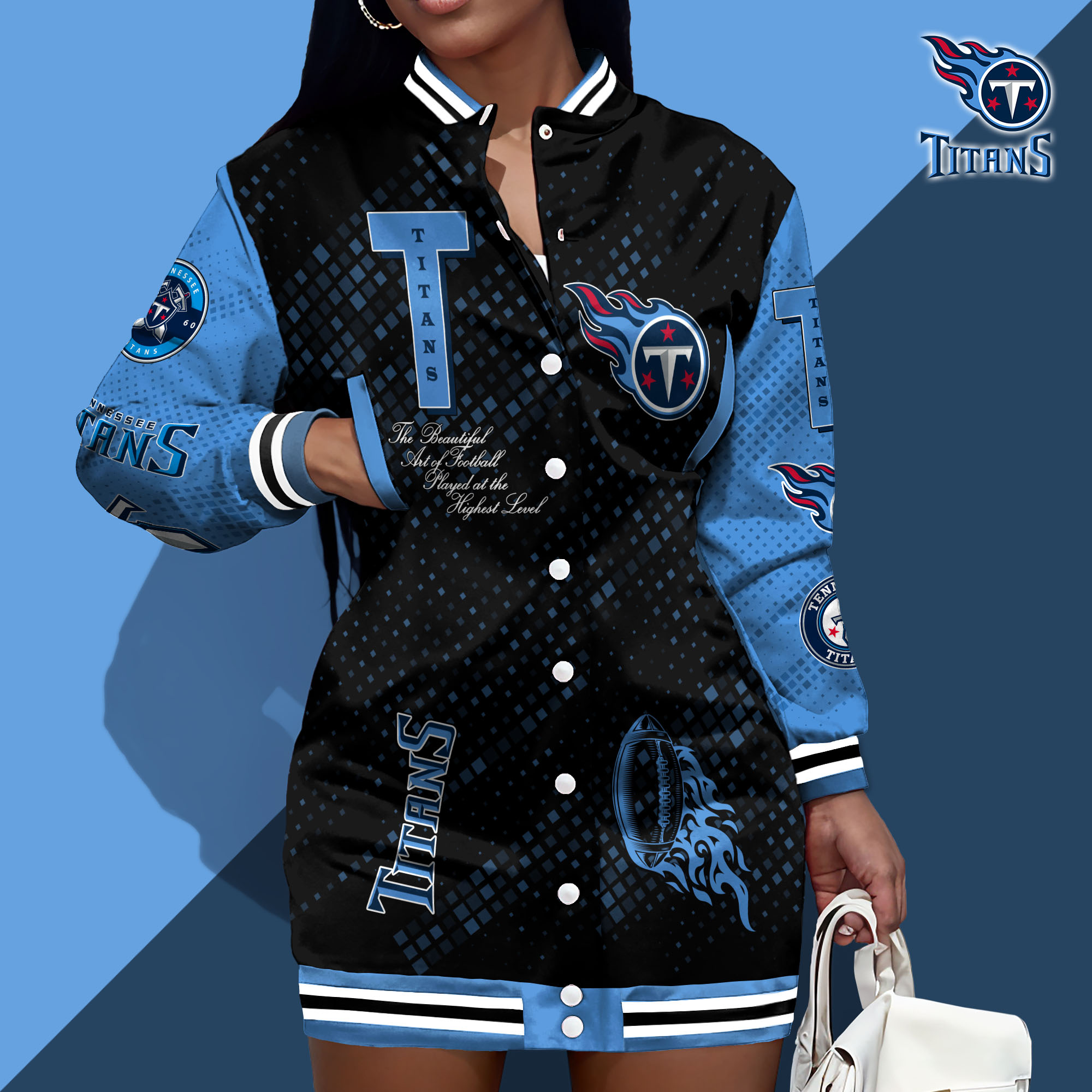 Tennessee Titans Limited Edition Button Down Long Sleeve Jacket Dress