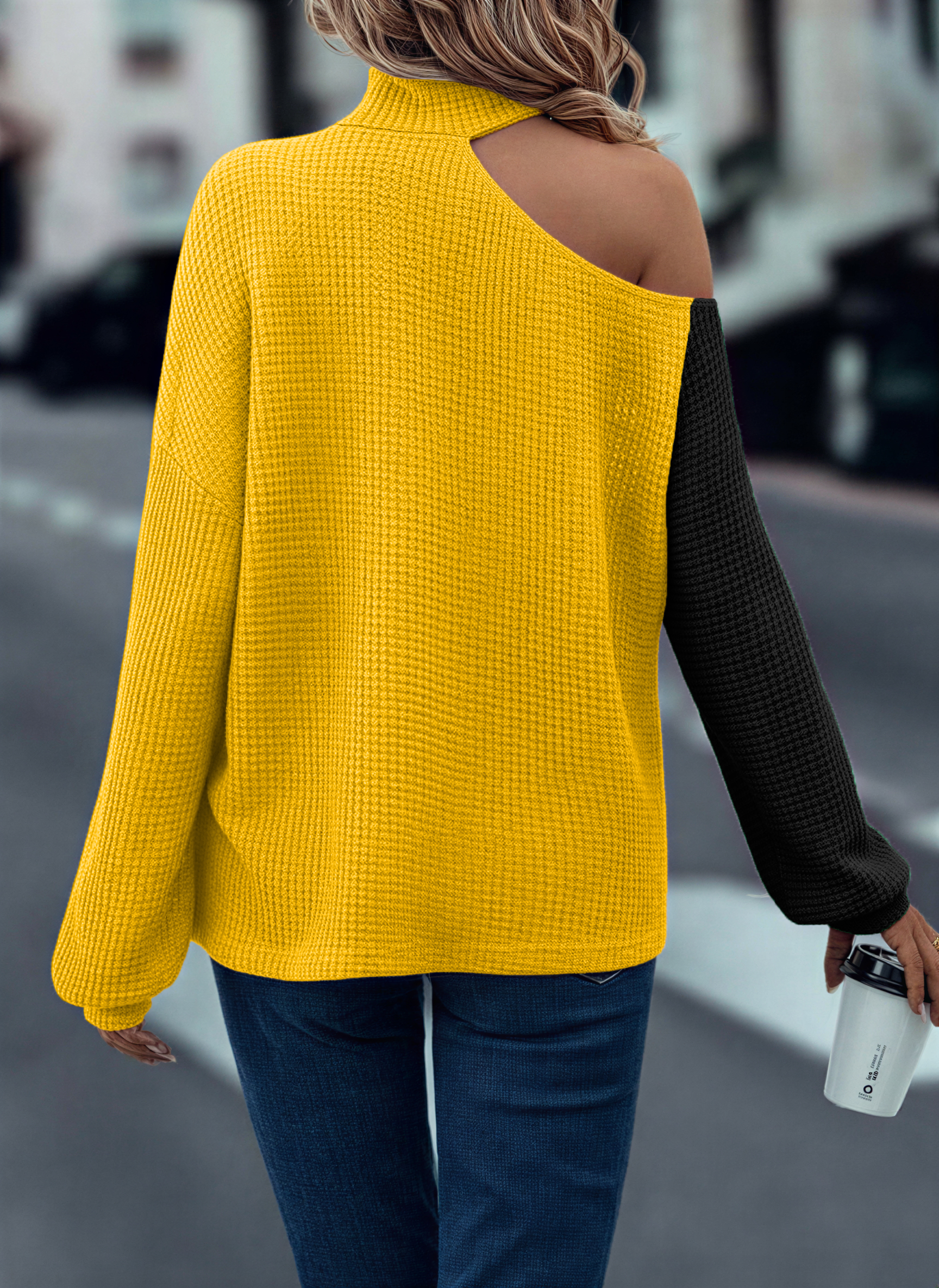 Casual Colorblock Off Shoulder T-Shirt