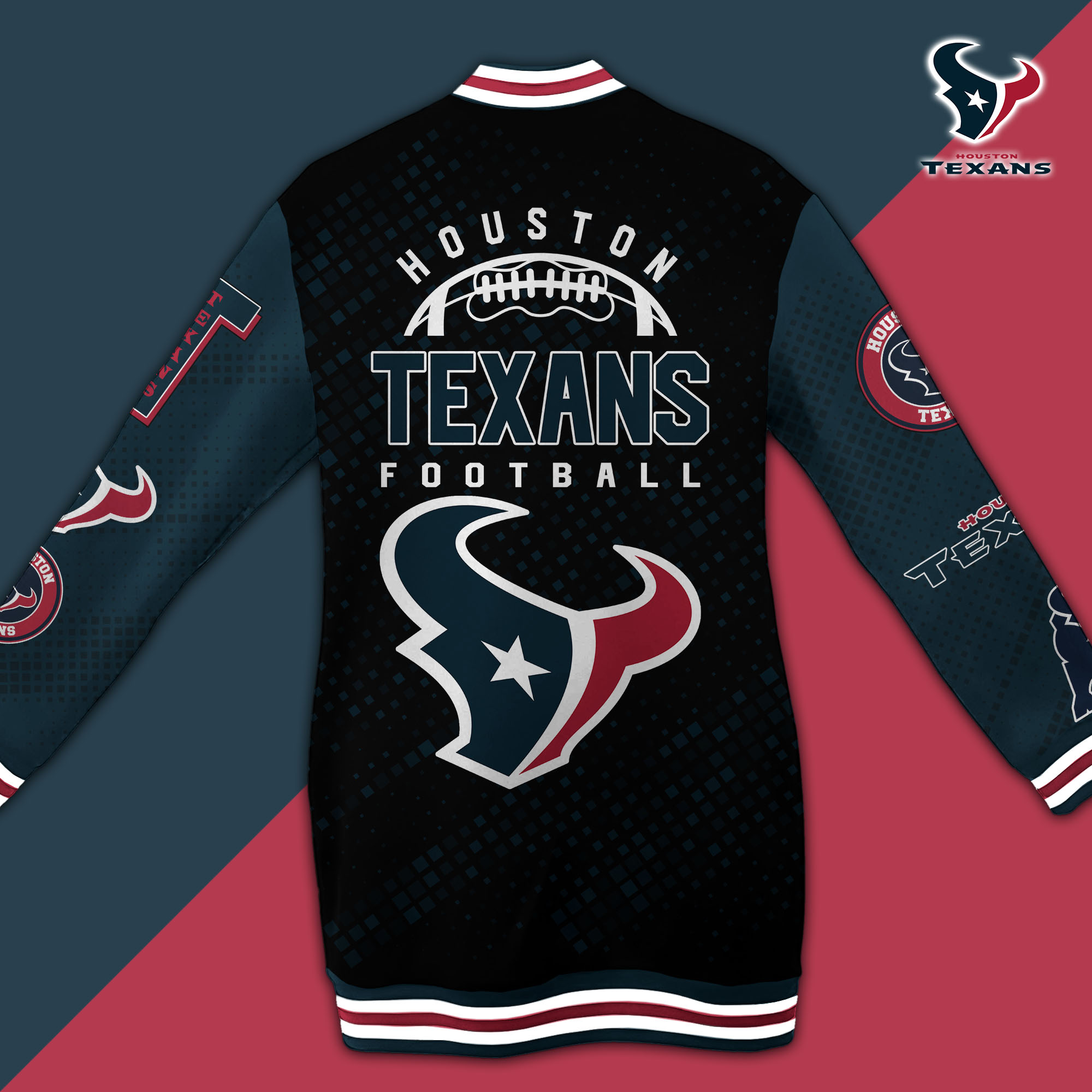 Houston Texans Limited Edition Button Down Long Sleeve Jacket Dress