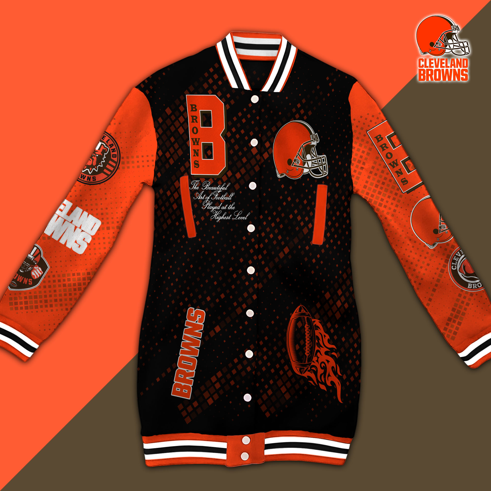 Cleveland Browns Limited Edition Button Down Long Sleeve Jacket Dress