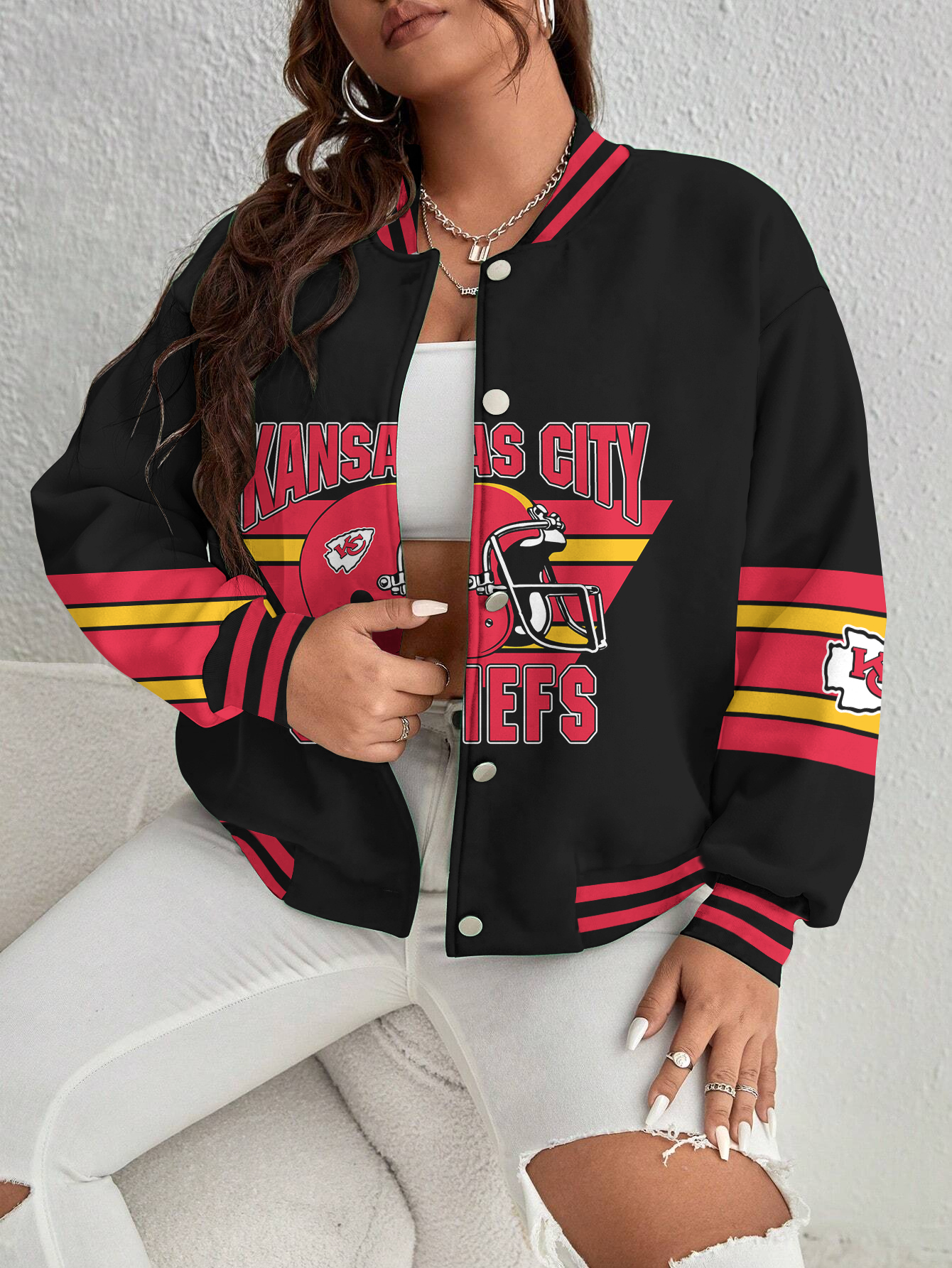 Kansas City Chiefs Women's Long Pass Full- Snap Casual Jacket