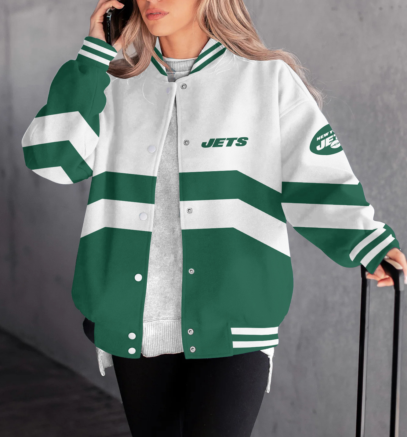 New York Jets Women's Long Pass Full- Snap Casual Jacket