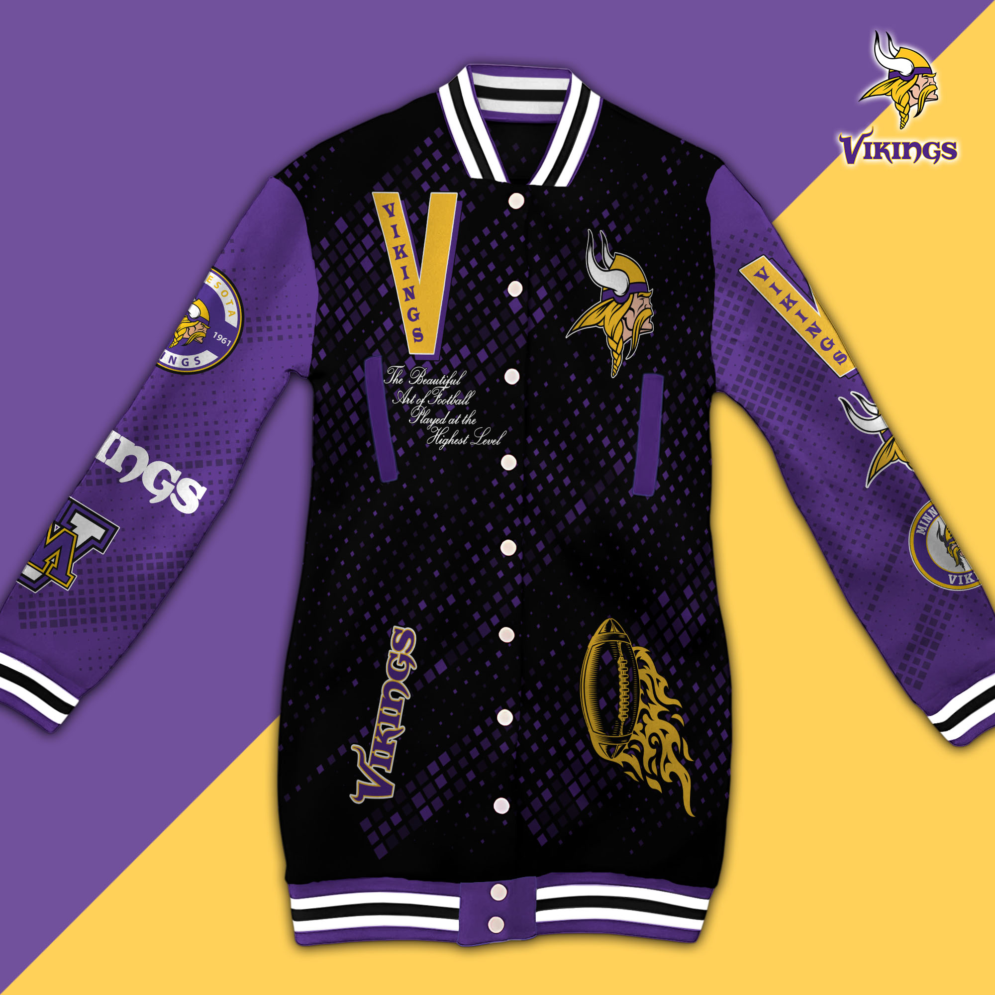 Minnesota Vikings Limited Edition Button Down Long Sleeve Jacket Dress