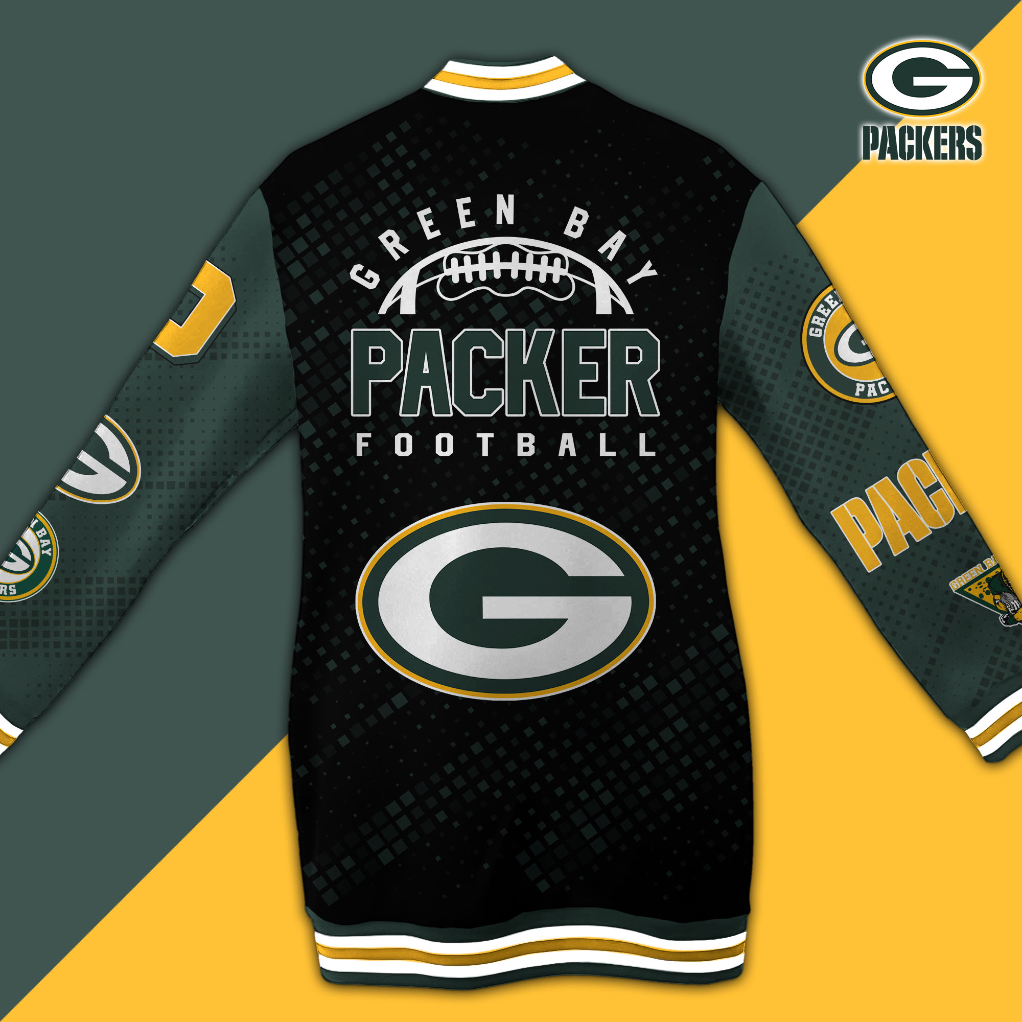 Green Bay Packers Limited Edition Button Down Long Sleeve Jacket Dress