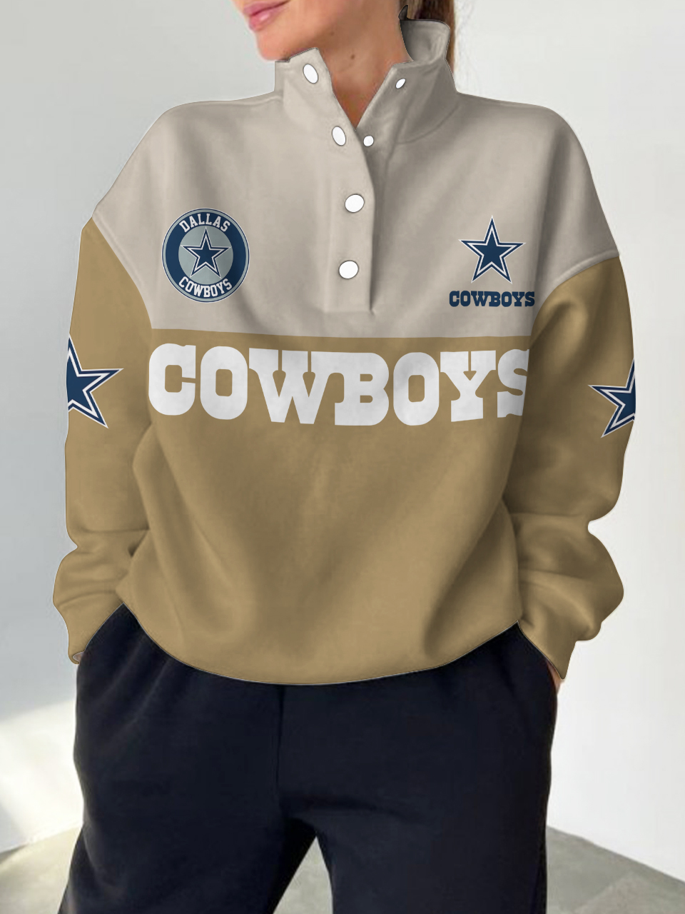 Dallas Cowboys 2025 New Design Casual Snap  Mockneck Pullover