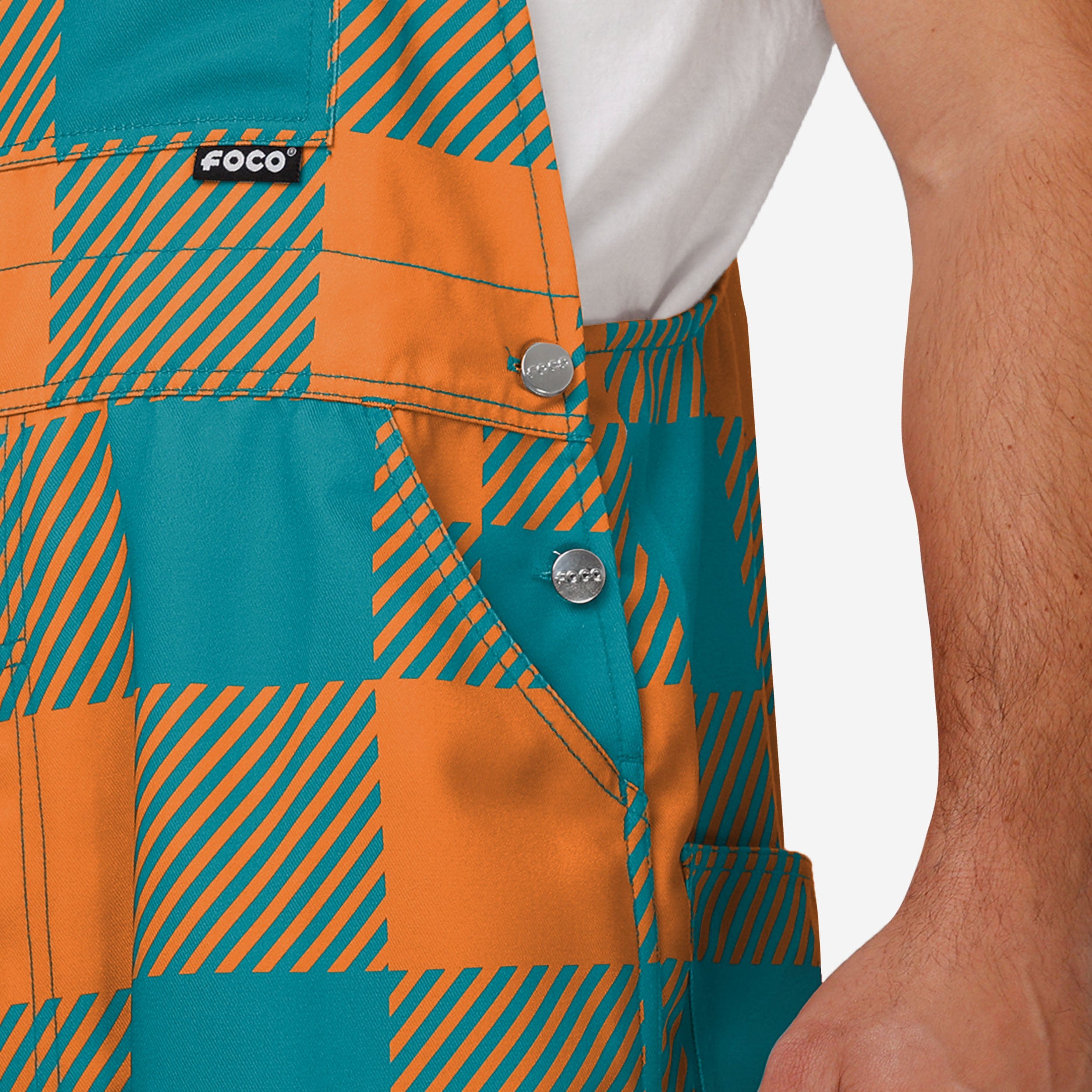 Miami Dolphins Mens Plaid Bib Overalls