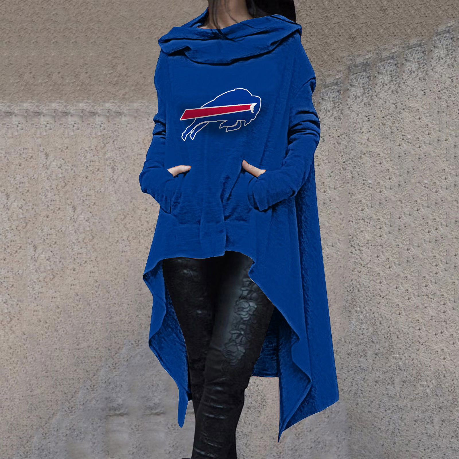 Fashionable Print Irregular Long Sleeve Sweatshirt