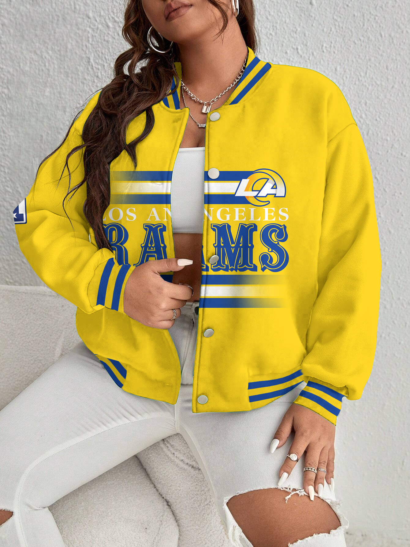 Los Angeles Rams Women's Long Pass Full- Snap Casual Jacket