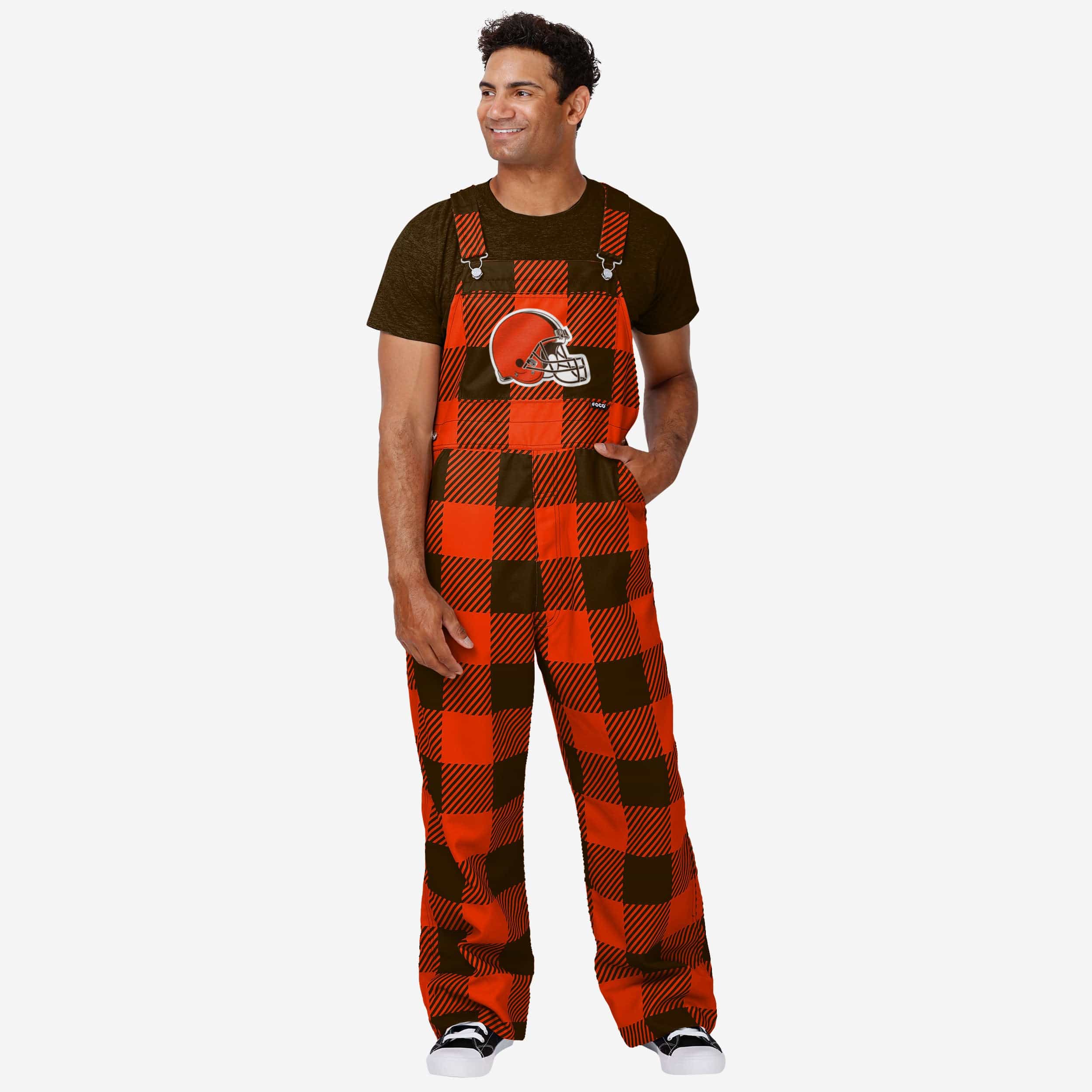 Cleveland Browns Mens Plaid Bib Overalls
