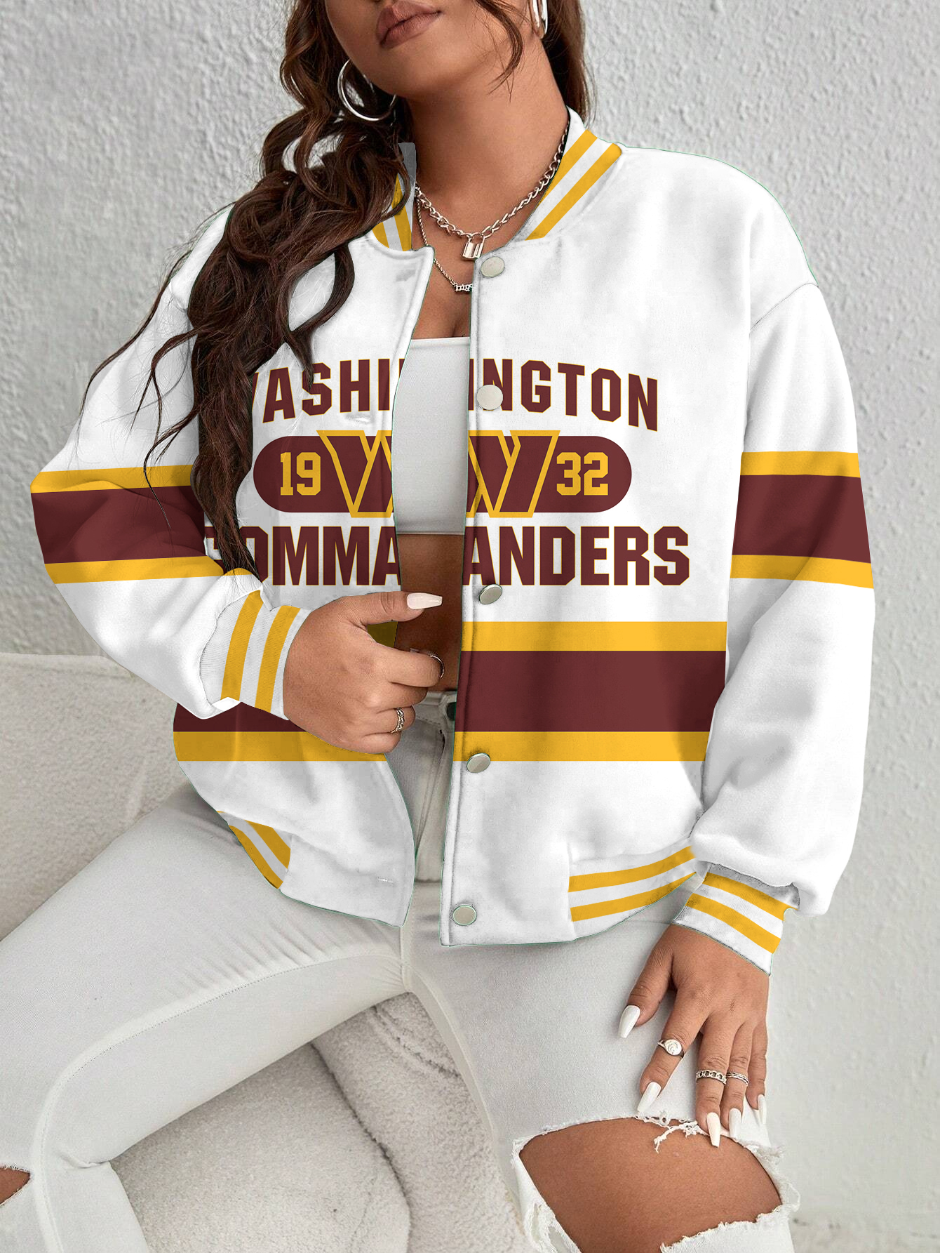 Washington Commanders Women's Long Pass Full- Snap Casual Jacket