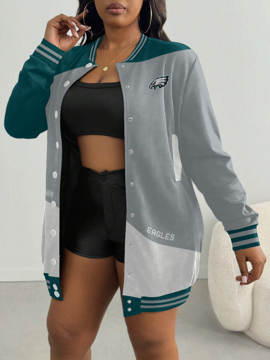 Philadelphia Eagles Women's Limited Edition Button Down Long Sleeve Jacket Dress