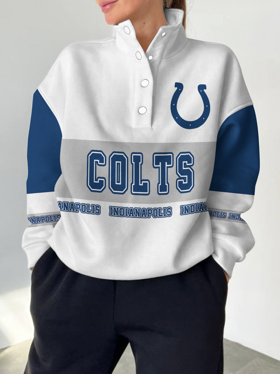 Indianapolis Colts  2025 New Design Casual Snap  Mockneck Pullover
